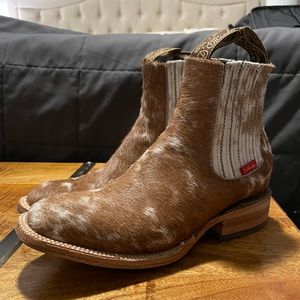 Western Cowhide Cowgirl Boot Booties, Size 7.5